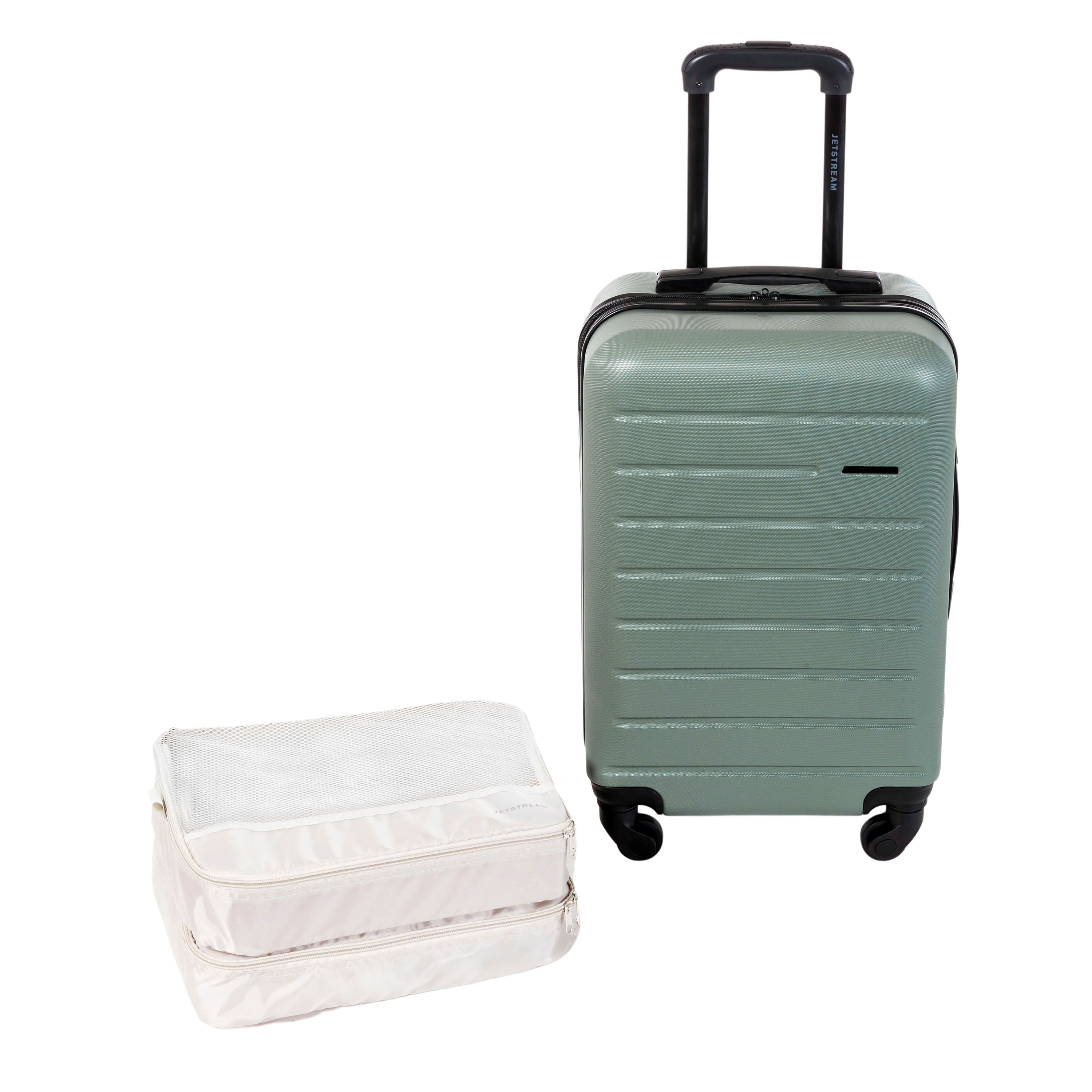 Ensemble de bagages à main Jetstream 3 pièces pour avion : valise à roulettes et 2 cubes de rangement.