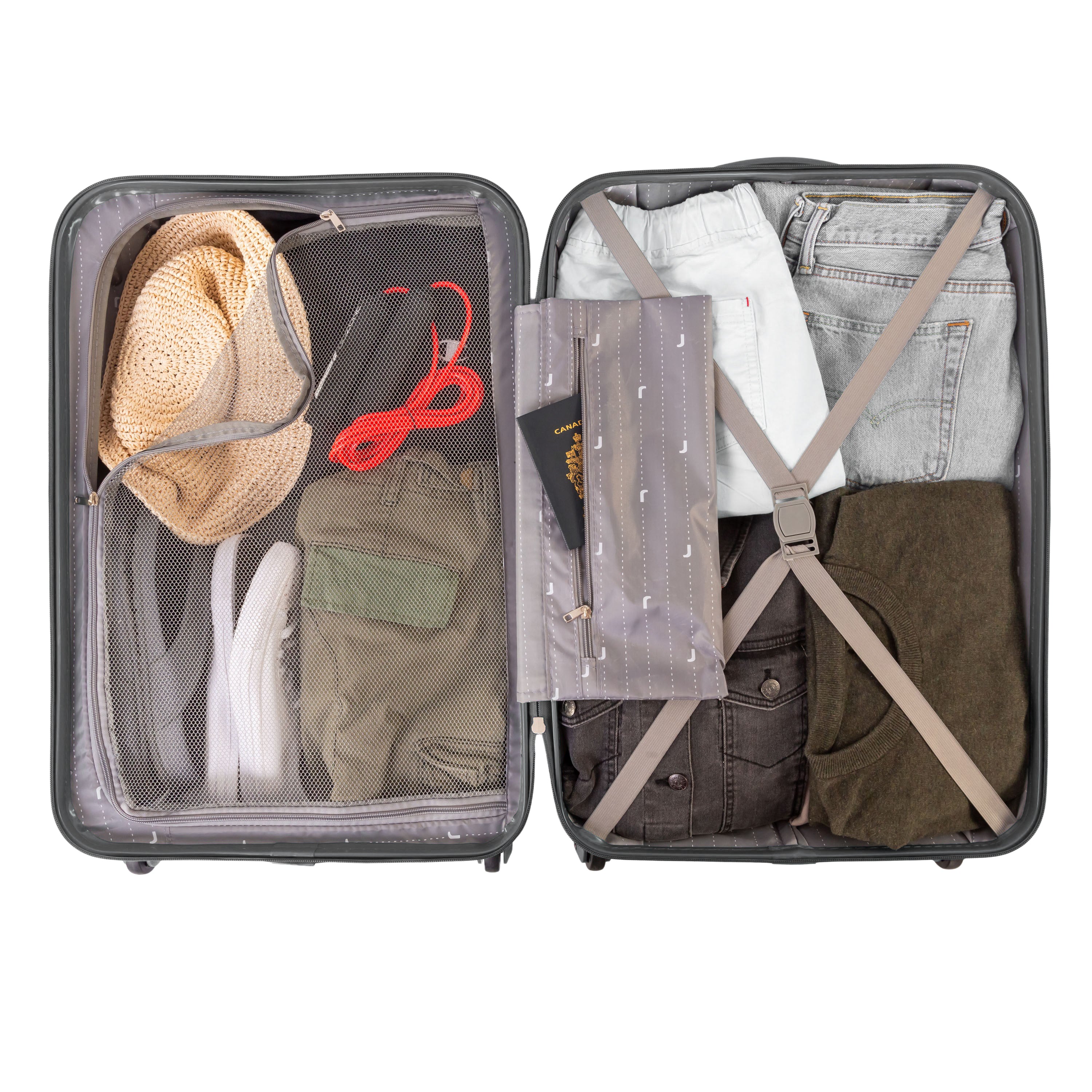 Jetstream 3 Piece Hardside Luggage Set - Rolling Wheeled Spinner Travel Lightweight ABS Suitcase, Charcoal