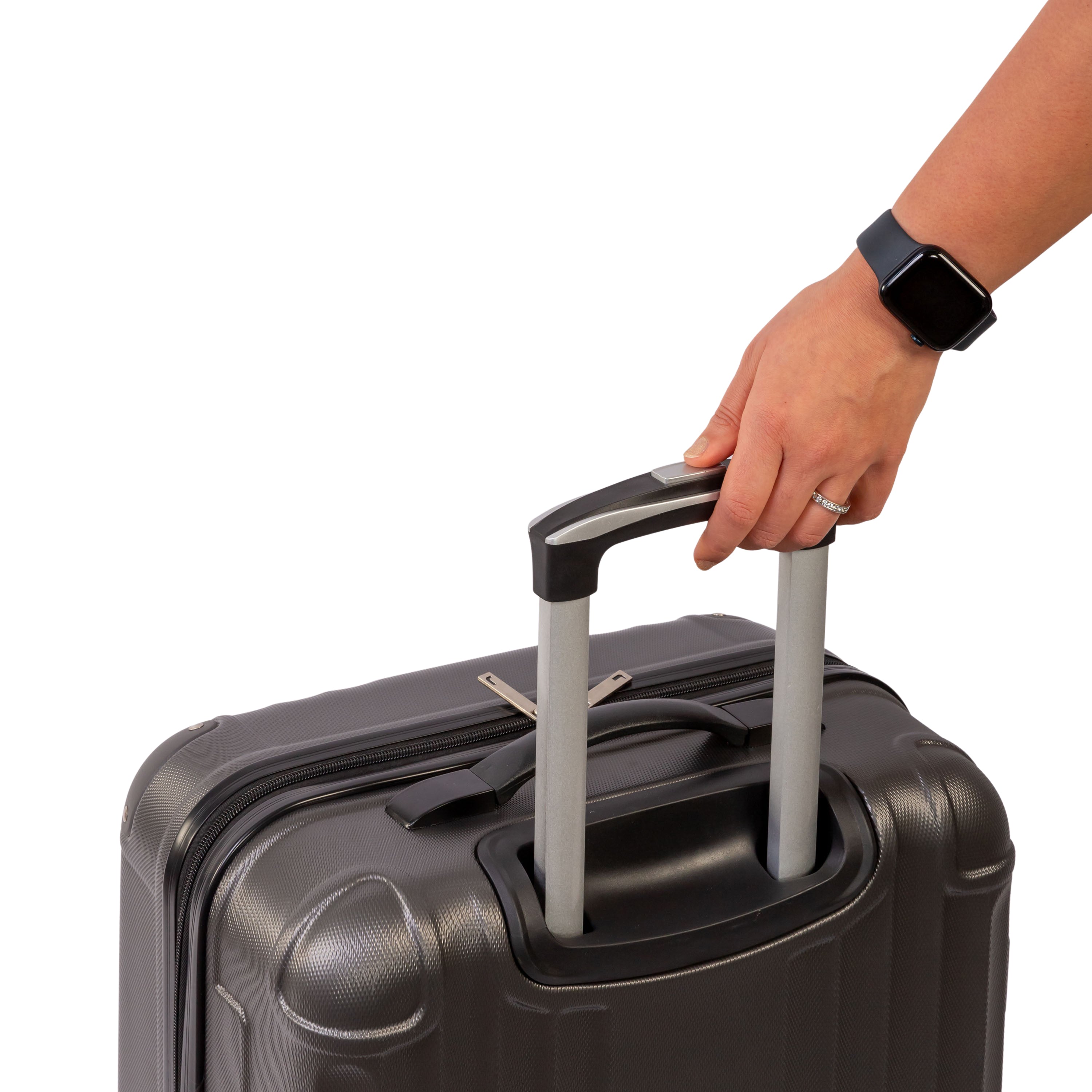 Jetstream 3 Piece Hardside Luggage Set - Rolling Wheeled Spinner Travel Lightweight ABS Suitcase, Charcoal