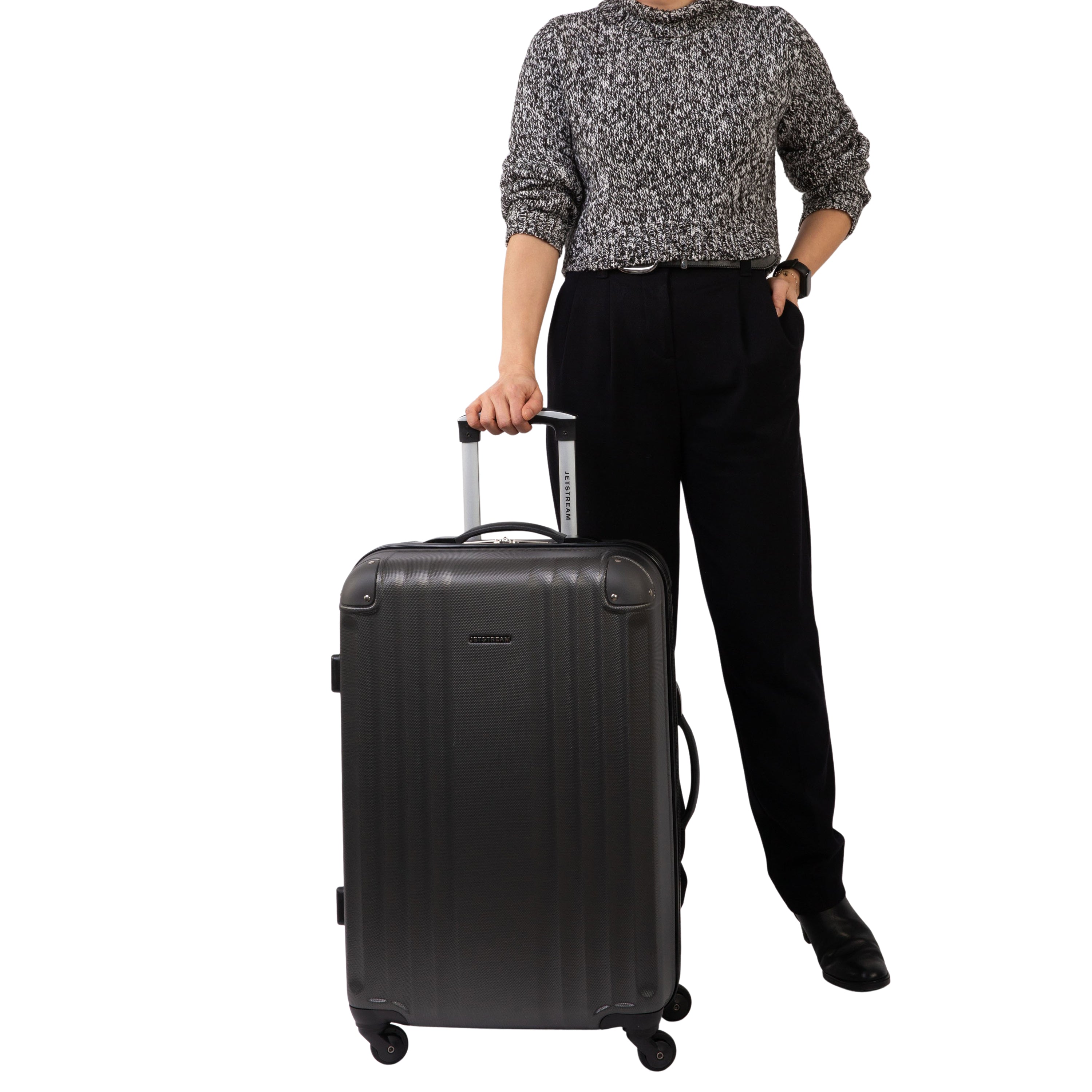 Jetstream 3 Piece Hardside Luggage Set - Rolling Wheeled Spinner Travel Lightweight ABS Suitcase, Charcoal